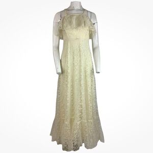 Vintage 70's Unbranded Lace Tiered Boho Peasant Prairie Cottagecore Dress